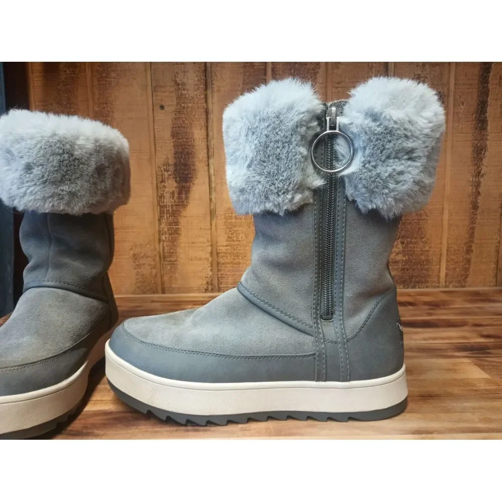 Koolaburra by UGG Womens Faux Fur Zip Suede Waterproof‎ Boots Sz W 6